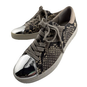 Michael‎ Kors Frankie Snakeskin Silver Leather Shoes Women Size 5 NWB